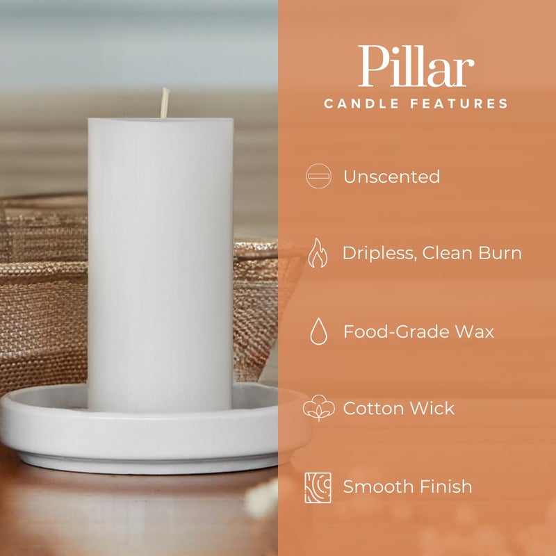 Simply Soson 2x4 inch White Pillar Candles Set of 10, Smooth Texture, Unscented White Candles, Dripless Candles, 2 inch Pillar Candles Ideal as Wedding, Parties, Spas, Dinner, Home Decoration - Image 3